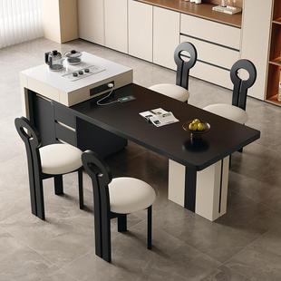 Light Luxury High-end Rock Board Island Table Dining Table Integrated Household Modern Simple Retractable Small Apartment Living Room Middle Island Tea Table