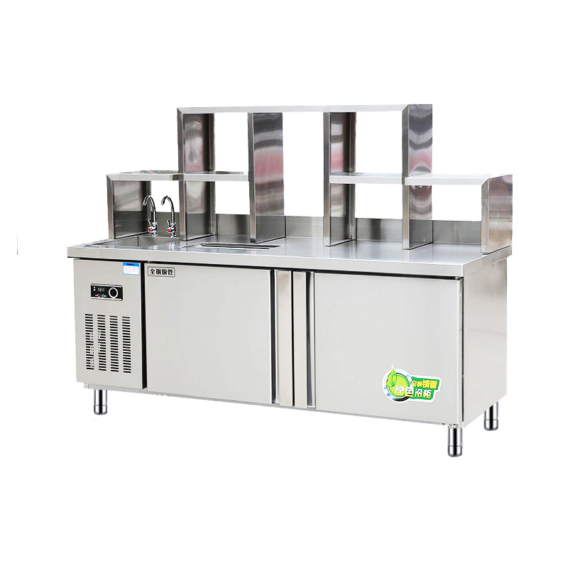 冷藏工作台冷饮店机器奶茶操作台水吧台商用奶茶店设备保鲜工作台