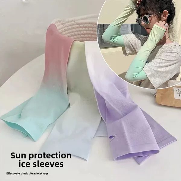 New Gradient Color Ice Sleeves, Ice Silk Sun Protection Sleeves for Women, Summer Thin Style, Uv Protection for Cycling and Fishing, Sunshade Protection