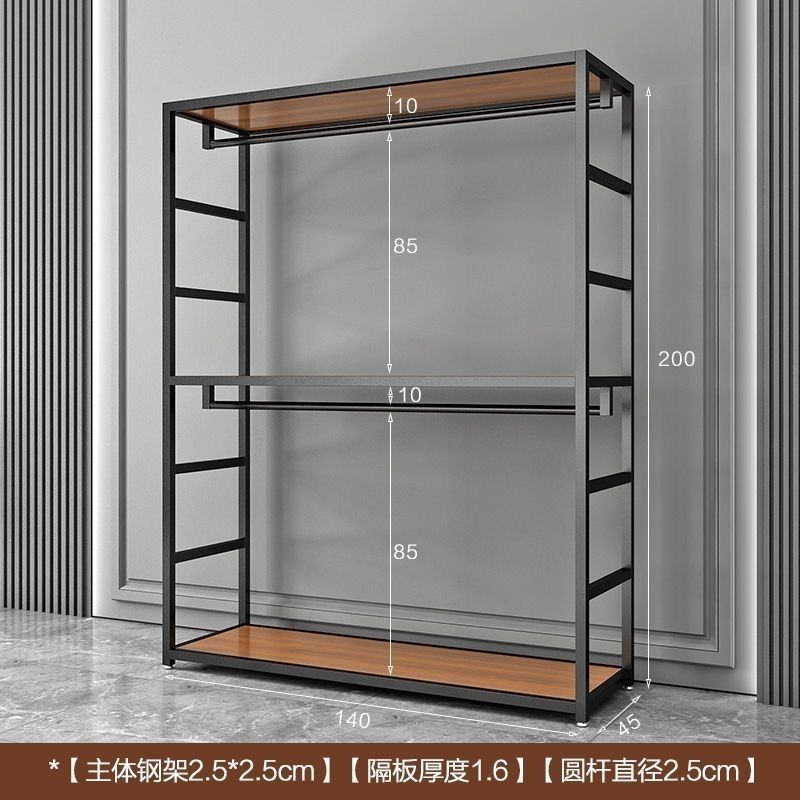 衣帽架钢结构衣柜家用卧室加厚双层加粗衣帽架两层金属简约现代|undefined
