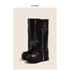 Zhao Lusi 厚底 8 センチメートル高さニッチパンツデザインマーティン 2025 春夏メイラード多用途ファッションショートブーツ