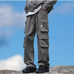 潮仑布户外工装裤登山多口袋机能长裤男士休闲裤直筒宽松薄款裤子