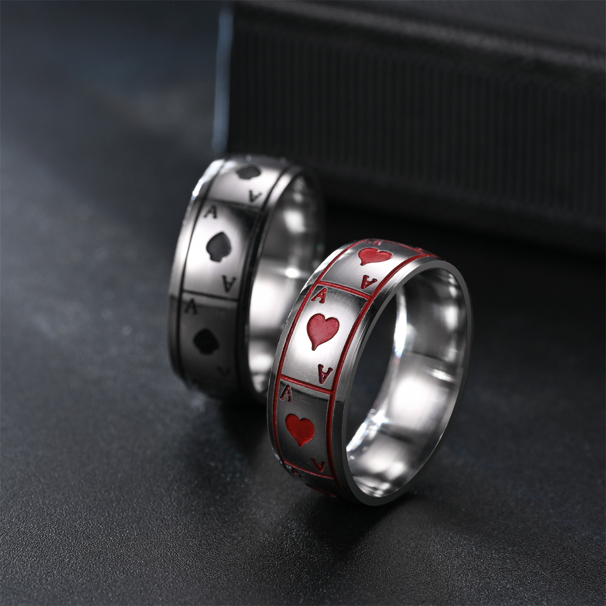 1 Piece Quantity Fashion Poker Stainless Steel Rings 1 Piece