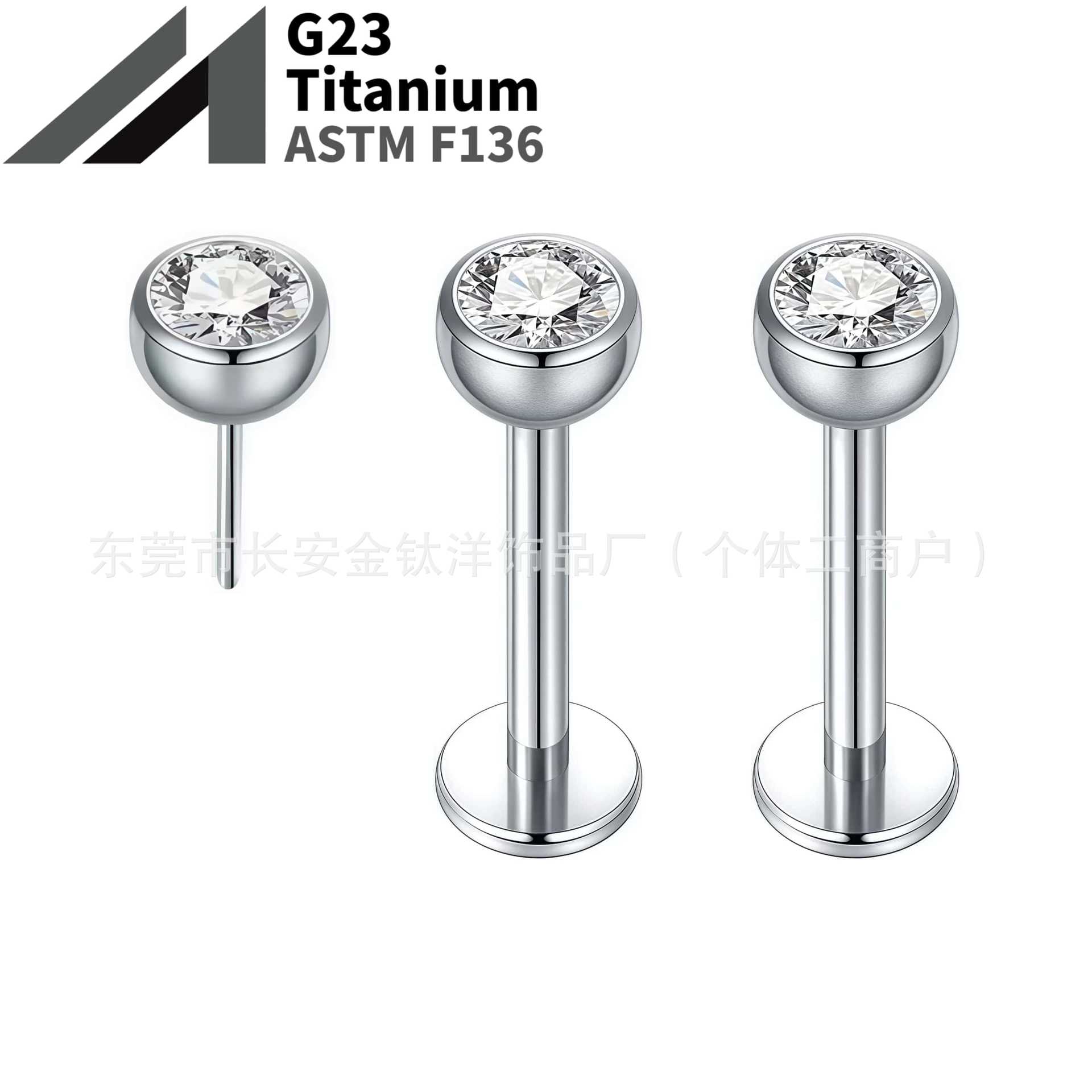 16G labret stud size and finish detail