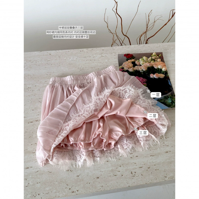 Lace summer T-shirt sleevless, shiffon set