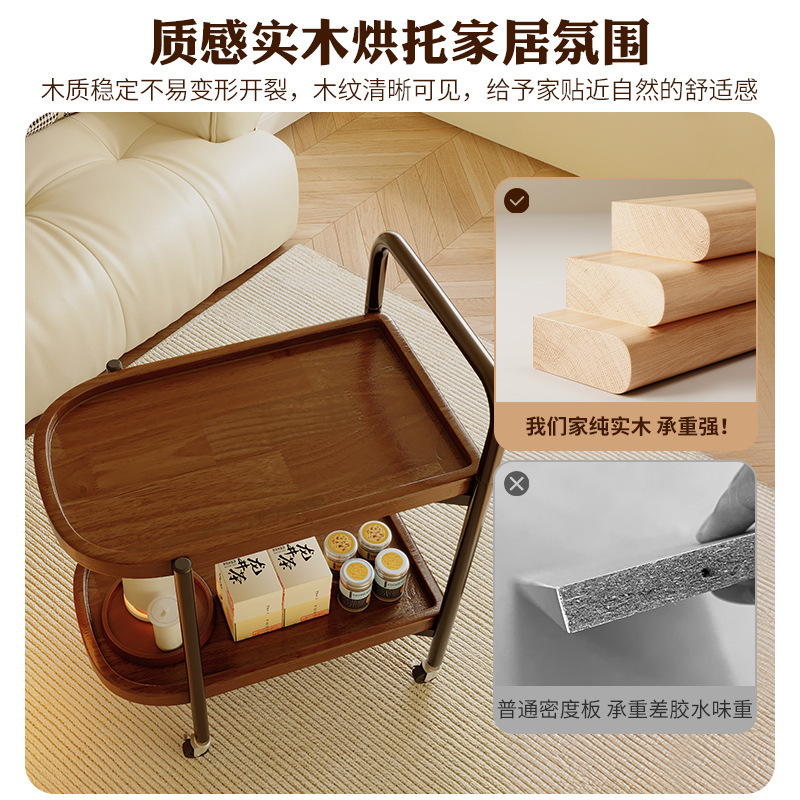 Mesa de té móvil de madera sólida pequeña mesa de té doméstica sala de té gabinete de té rueda universal nuevo carro pequeño rack balcón