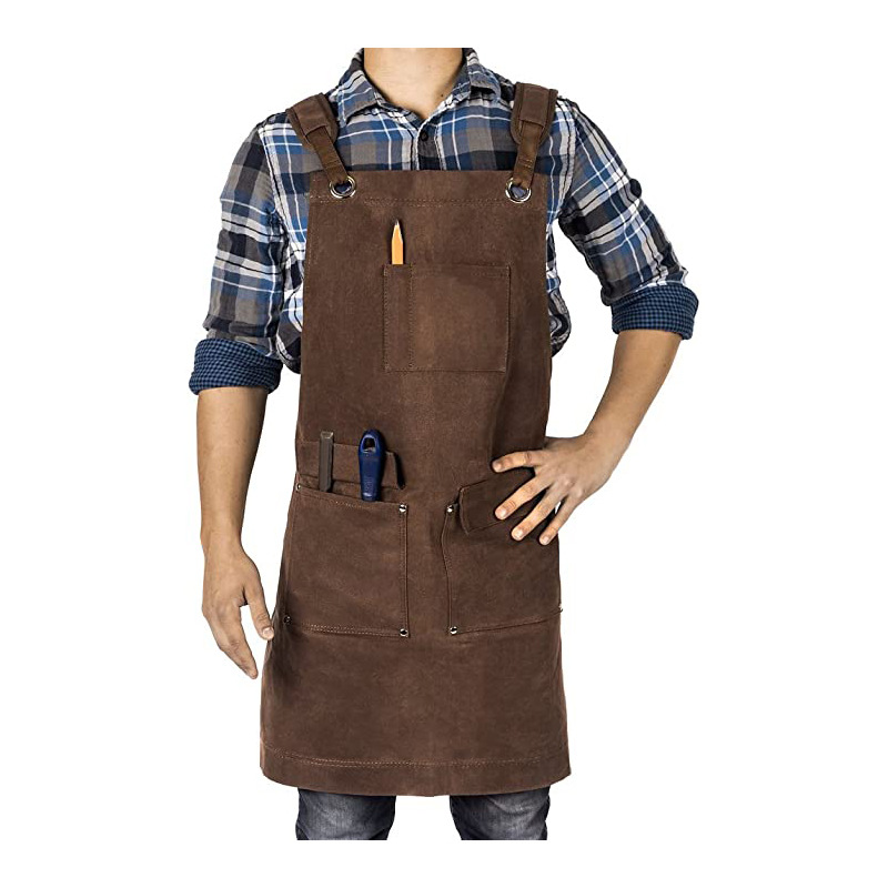 Comercio exterior delantal de lona gruesa carpintería electricista mecánico cafetería ropa de trabajo hogar barbacoa cocina delantal al por mayor
