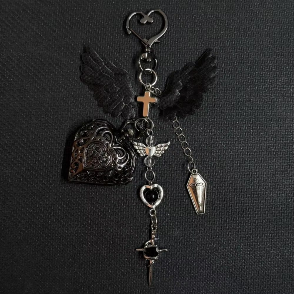 Vintage Heart Keychain Pocket Watch Pendant Star Moon Necklace_voghion.com