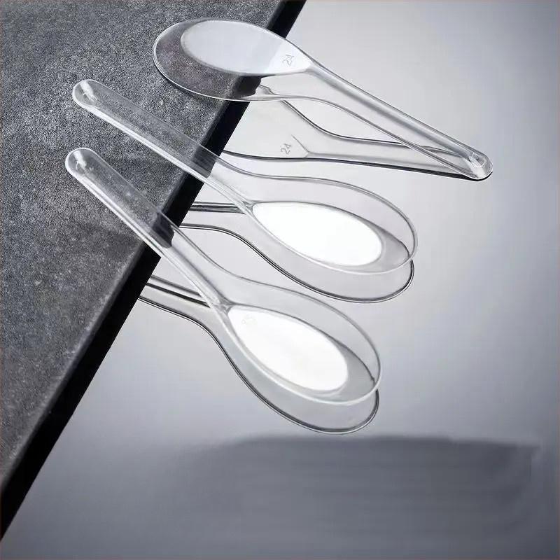 2026 New Model Household and Commercial Disposable Spoons for Takeaway Packaging, Transparent Soup Spoons, Convenient, Practical, Simple and Easy to Use