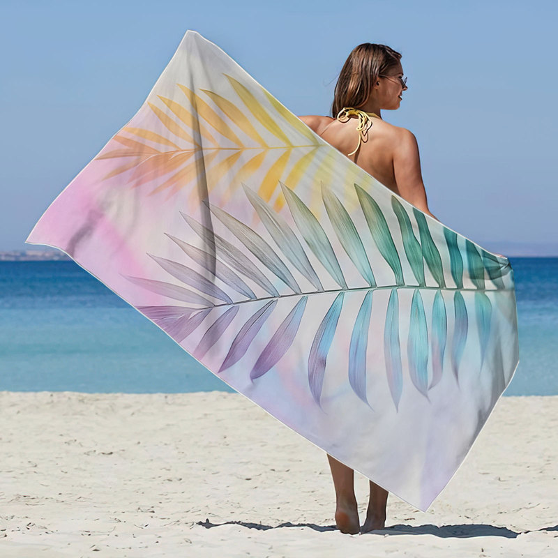 Factory Direct Supply Double-Sided Velvet Bath Towel Beach Towel Square Beach Towel Microfiber Towel Butterfly Beautiful Style