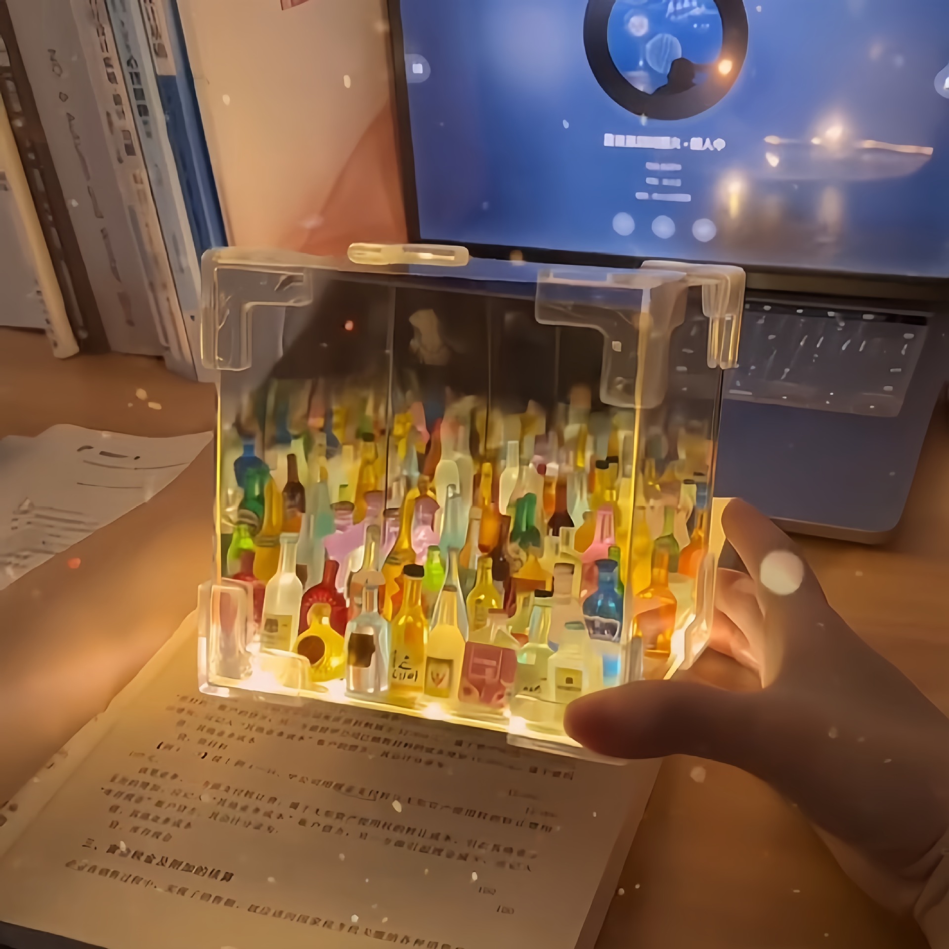 Botella de vino Cubo de Rubik Luz de noche Espejo Paquete de material de bricolaje hecho a mano Regalo creativo Regalo de cumpleaños 520 para amigos y amigas