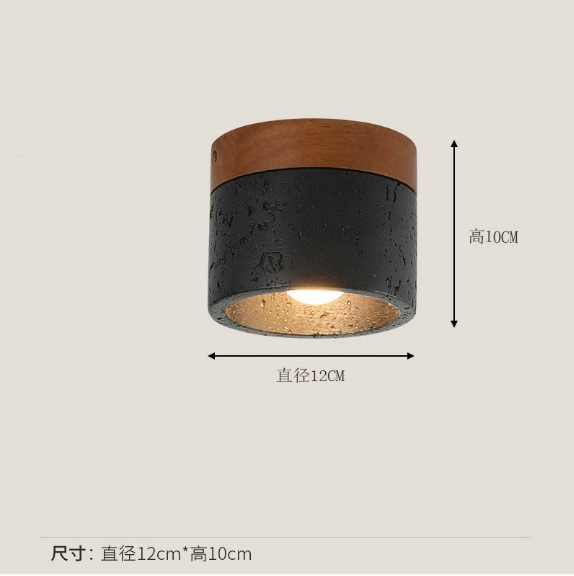 日式侘寂风吸顶灯黄洞石设计师复古创意入户走廊过道玄关阳台小灯|undefined