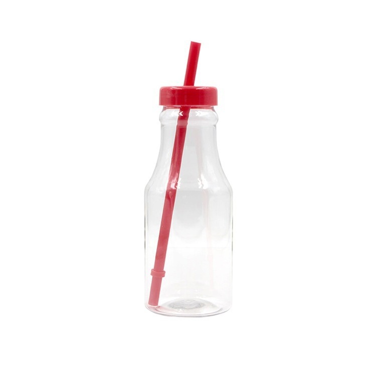 时尚可爱塑料汽水瓶带吸管广告促销礼品杯牛奶杯