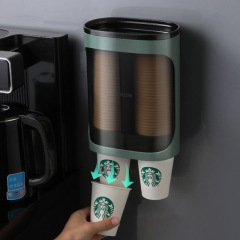 ウォーターディスペンサーカップホルダー、親用使い捨て収納ボックス、パンチフリー粘着紙カップ収納ラック、紙カップホルダー