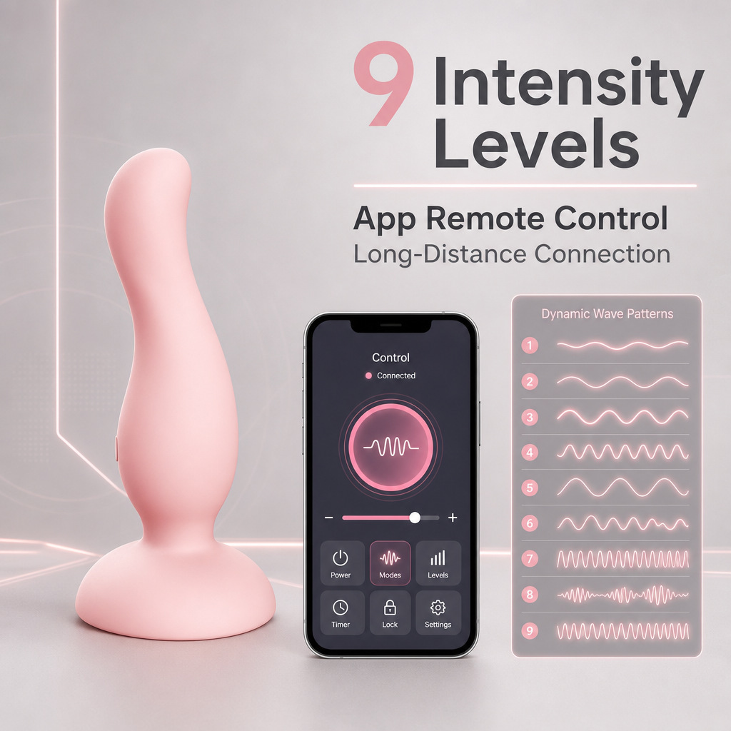 App-Controlled Prostate Massager Anal Plug with Puller, Pink Large — detail image 10
