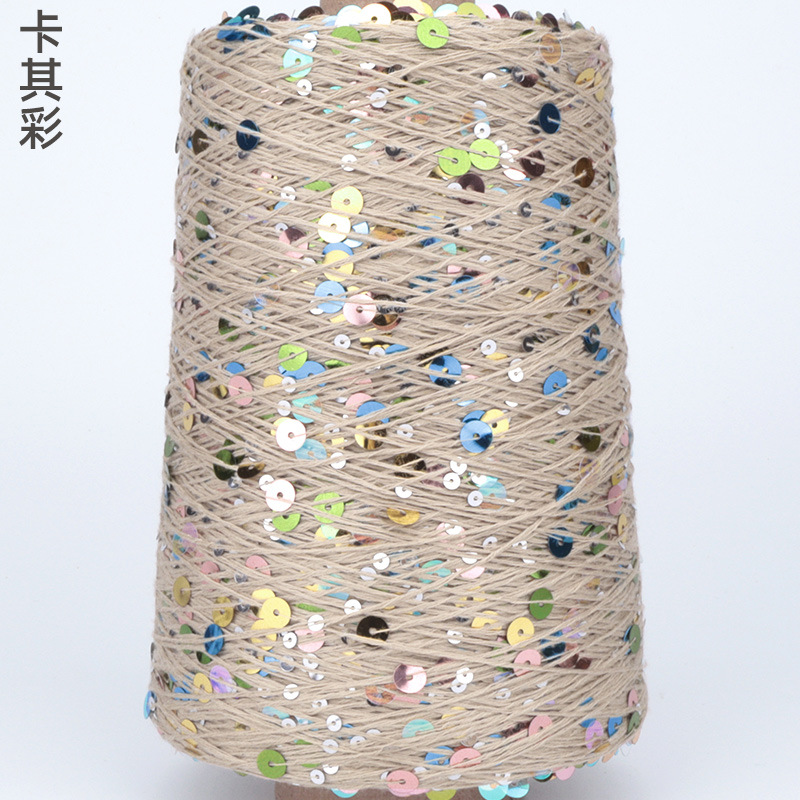 Silk Yue / mano DIY hilo de algodón multicolor brillante 3mm + 6mm sequilla 250 gramos de hilo de aguja de ganchillo