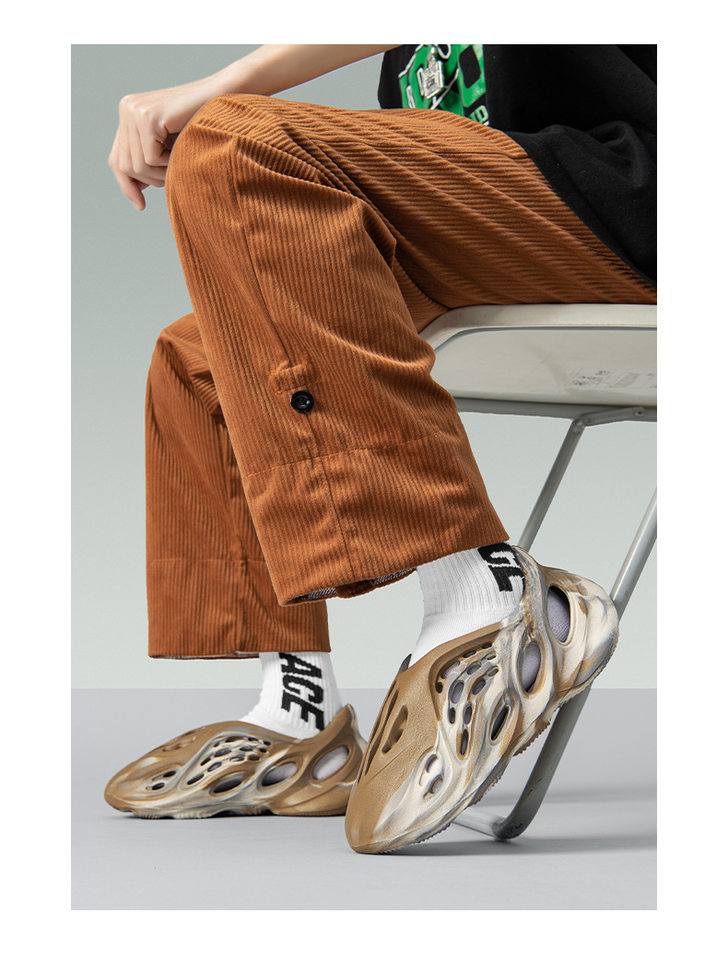 Dép sandal nam lỗ thoáng khí đế dày form tròn cỡ lớn đi biển mùa hè — Chú hề, Màu be cam rằn ri, Nâu xám rằn ri, Xanh lam nâu hồng chi tiết 18