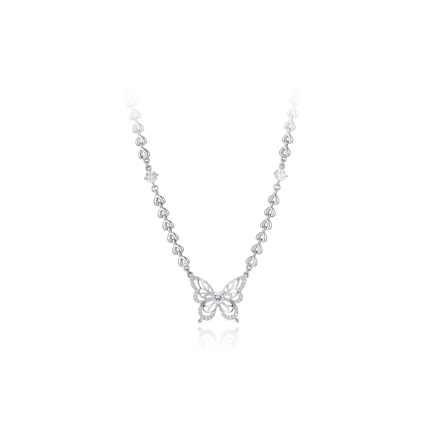 Xuping hueco mariposa nicho japonés estilo coreano cadena clavícula aleación de cobre verano suave simple lujoso temperamento ligero joyas para mujeres