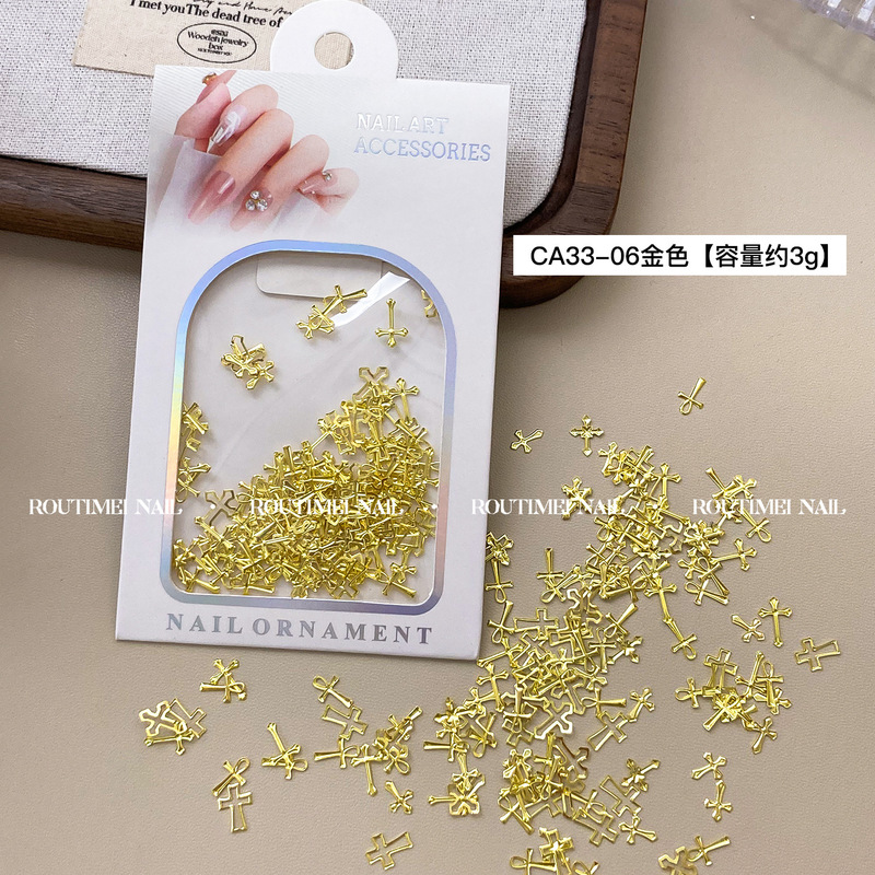 美甲新款星芒十字架混装材料盒6宫格朋克材料指甲饰品百搭高级款|undefined