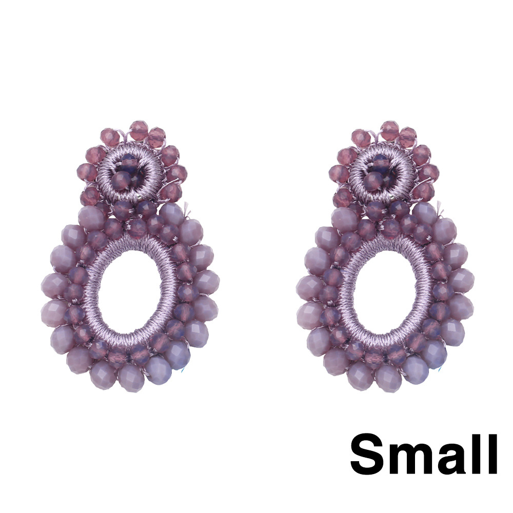 Fashion Hand-Woven Beads Geometric Shaped Copper Earrings Female