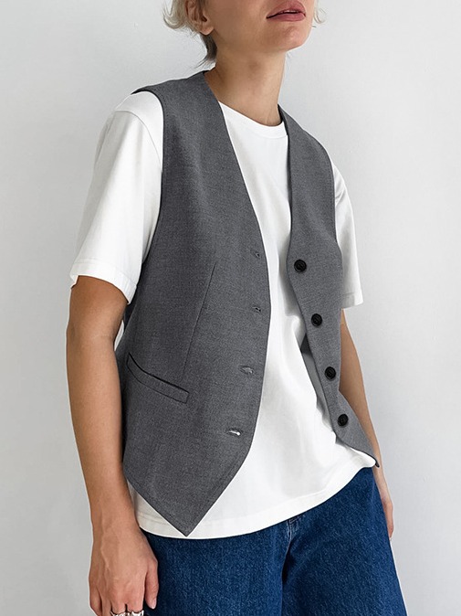 2024 principios de la primavera nuevo gris de cercanías chaleco abrigo de personalidad femenina moda casual todo partido transfronterizo simple estilo europeo y americano