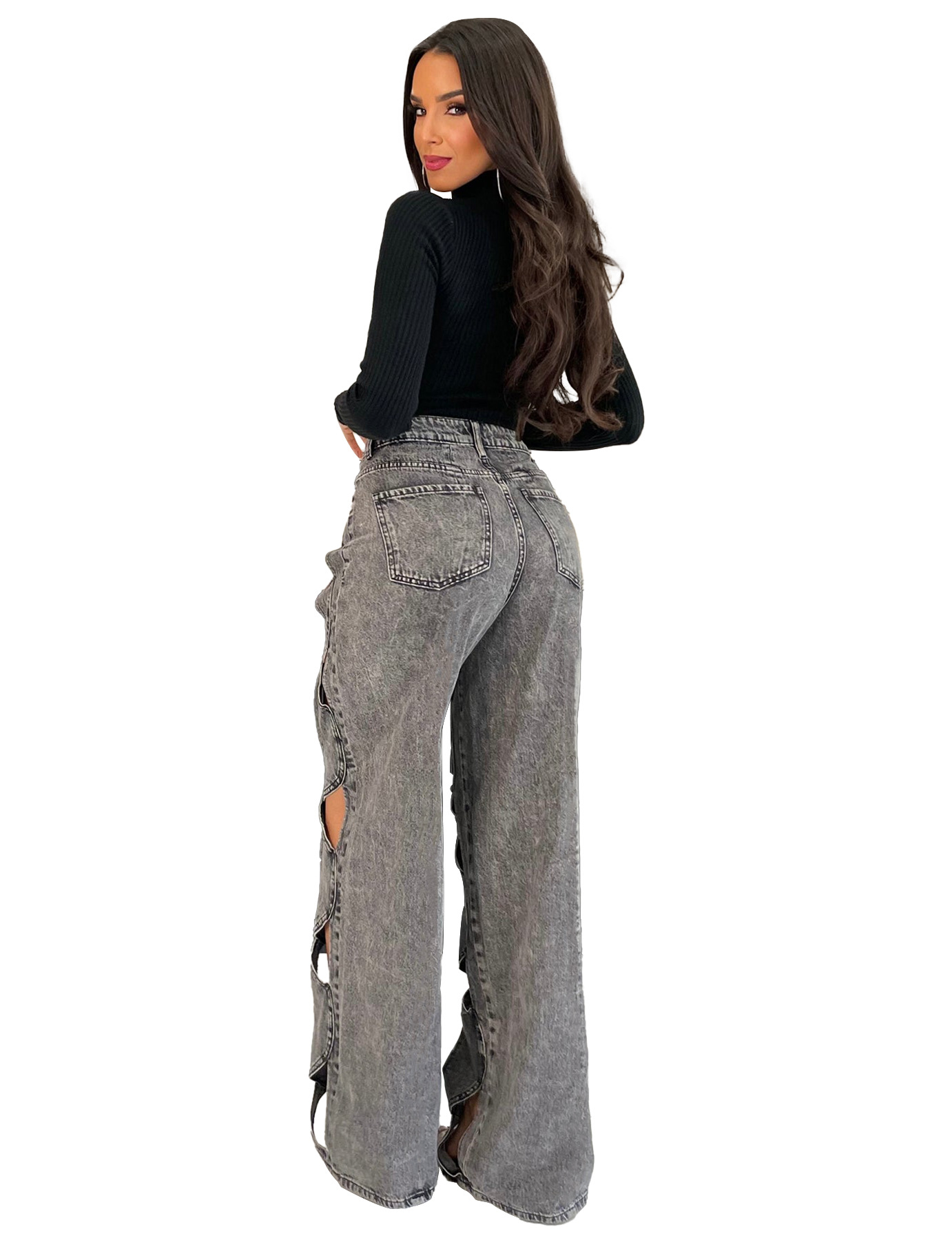 Women's Daily Party Bar Streetwear Solid Color Full Length Jeans Straight Pants display picture 18