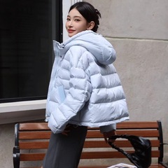 轻便泡芙羽绒服女短款2025秋冬新款连帽保暖排骨韩版纯色外套潮