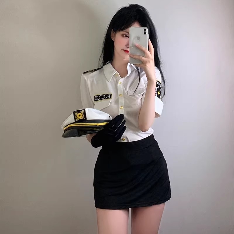 Net Red Sexy Captain Stewardess Uniform suit Pure Desire Anchor Cross Dress Policewoman cos Clothing Emotional Role Playing Female