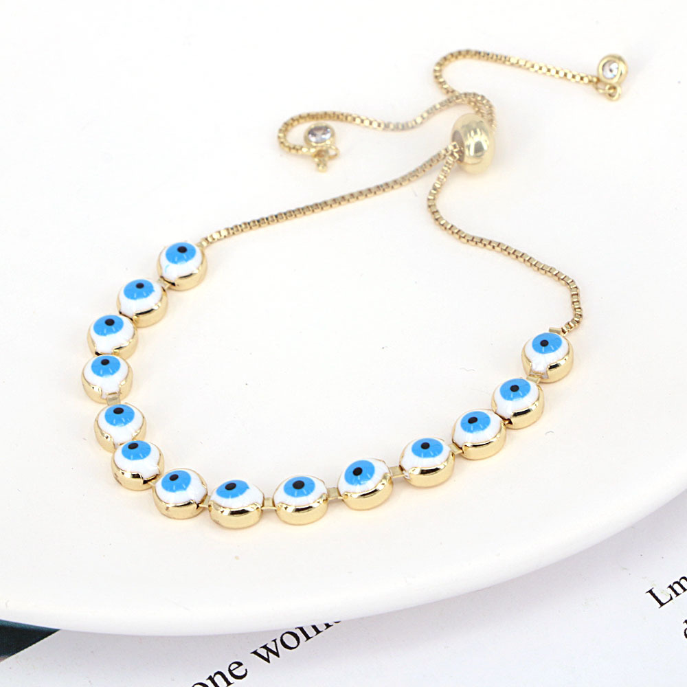 Bohemian melange Demon Eye Ladies Copper Bracelet Ethnic Adjustable Bracelet Hand Jewelry