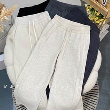 Lulu同款 scuba瑜伽阔腿裤女秋冬加绒保暖高腰抽绳运动休闲直筒裤