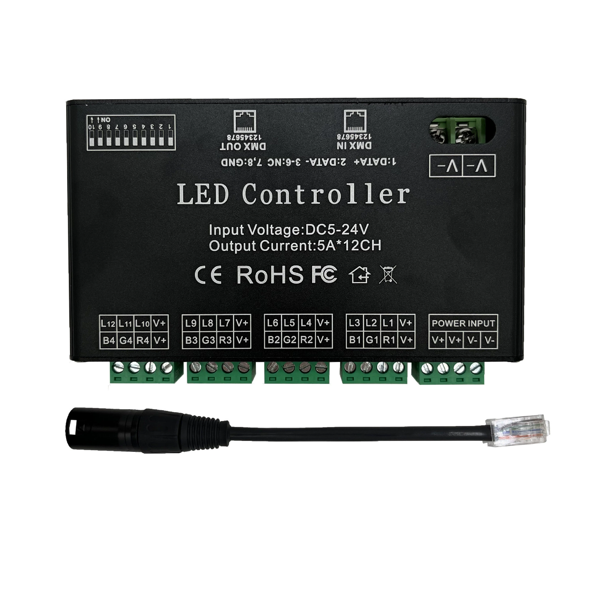12-канальный декодер DMX512 RGB постоянного напряжения DMX512 контроллер сценического света цветной DMX512 разделение управления