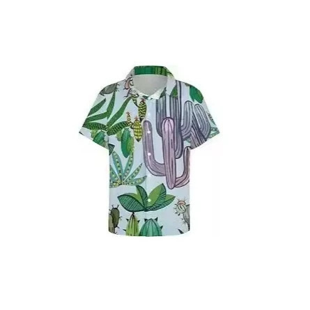 Hawaiian casual short-sleeve shirt for men, comfortable summer resort floral top, cactus dopamine shirt Hawaiian casual short-sleeve shirt for men, comfortable summer resort floral top, cactus dopamine shirt