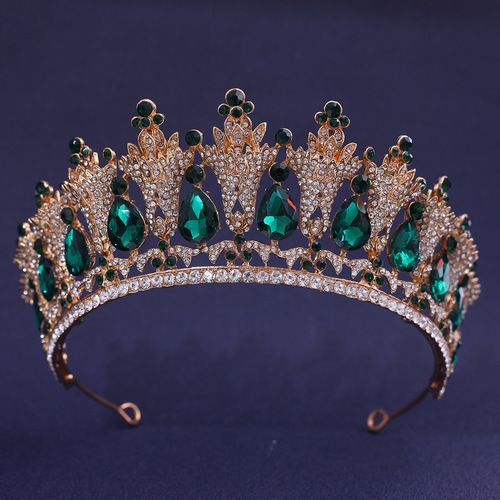 Cross-border Bridal Crown Hair Accessories European and American Wedding Dinner Baroque Rhinestone Crown Headband Headband Hair Accessories