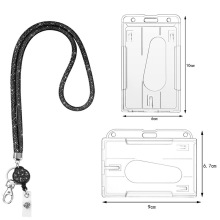 跨境水晶伸缩易拉扣挂绳自动回弹证件胸牌挂脖绳透明硬保护套