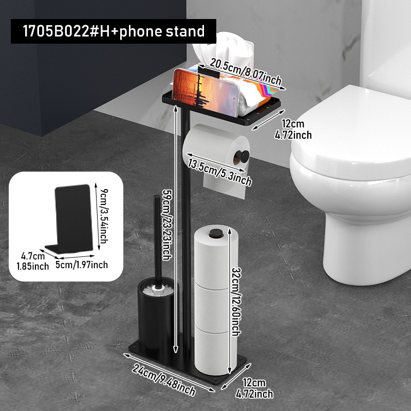 Rack de toallas de piso, estante de toallas de baño doméstico, estante de almacenamiento multifuncional de papel de rollo de inodoro, estante de teléfono móvil de inodoro