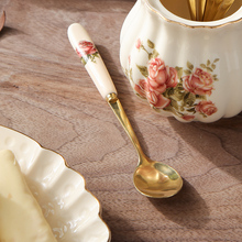 .欧式咖啡勺套装创意个性可爱陶瓷长柄搅拌勺甜品勺不锈钢勺