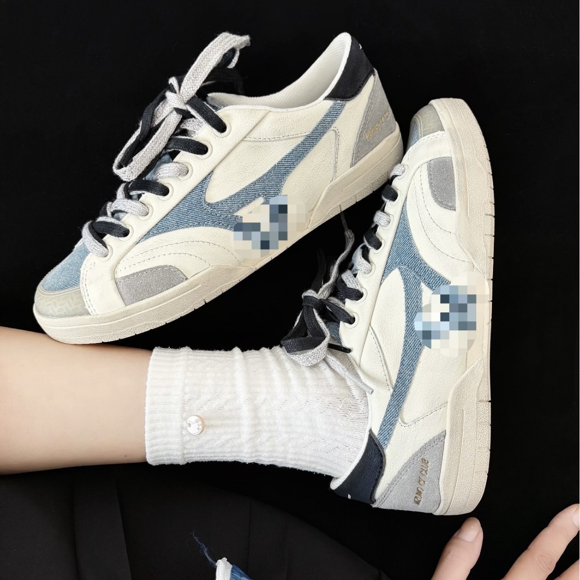 Ct Club low-top sneakers, denim color-block design, preppy style, autumn/winter, trendy, German training shoe style, casual shoes for couples