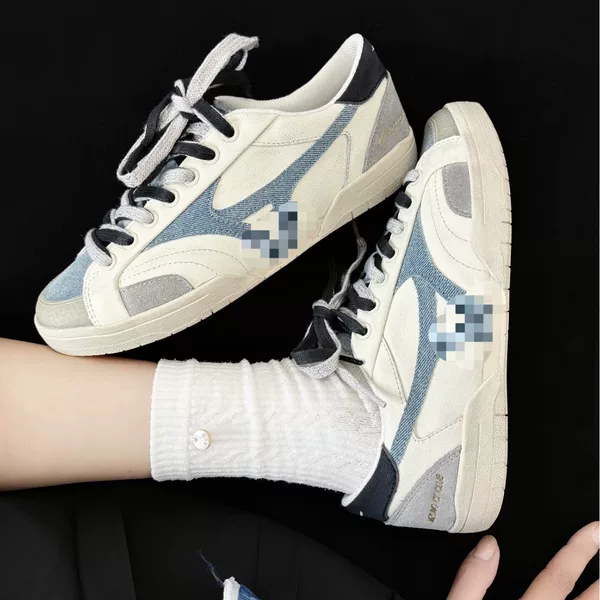 Ct Club low-top sneakers, denim color-block design, preppy style, autumn/winter, trendy, German training shoe style, casual shoes for couples