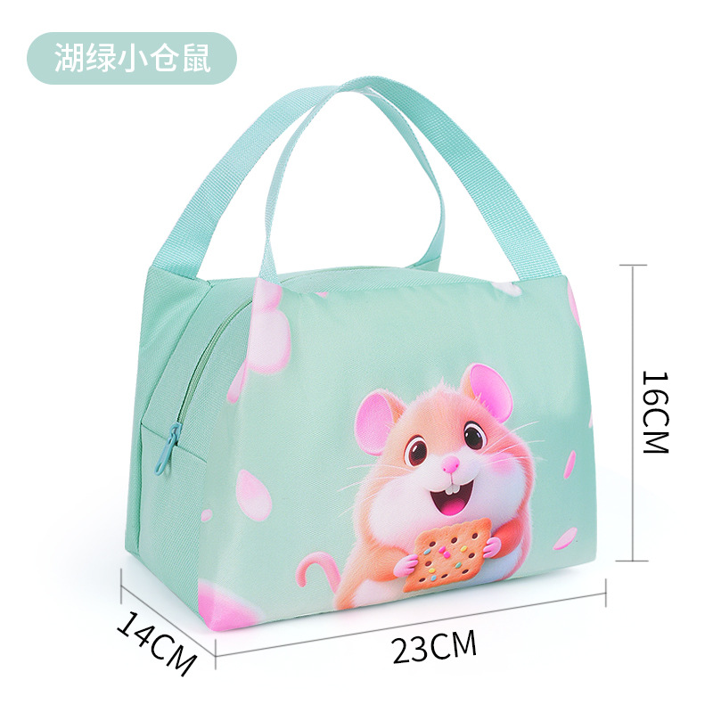 Bolsa de comida de moda de dibujos animados portátil con arroz, bolsa de hielo, película de aluminio fresca, bolsa de aislamiento térmico para el trabajo, bolsa de almuerzo para niños