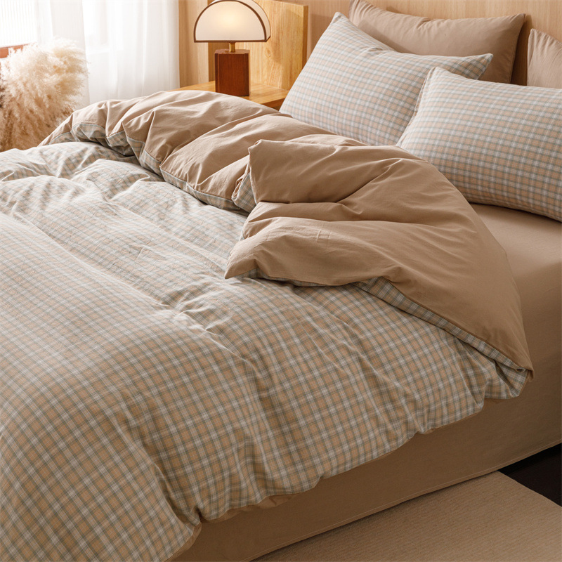 Juego de cama de dormitorio de estudiantes de tres piezas de algodón puro 2025 nuevas sábanas de cuatro piezas fundas de edredón