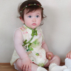 夏の子供の漢服、1歳の唐服、チャイナドレス、女の子の新しい中国風のドレス、ベビーの古代風の服、ハイハイ服