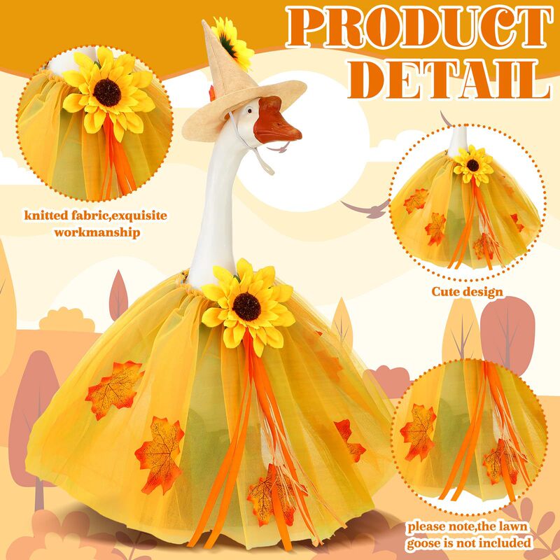 Cross-Border New Product Autumn Porch Goose Costume 23inch Maple Leaf Cement Goose Costume Set Suitable for Thanksgiving