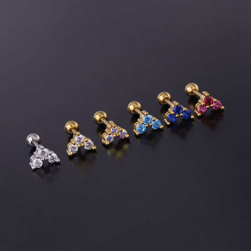 Ear Cartilage Rings & Studs Heart Copper Plating Artificial Gemstones display picture 2