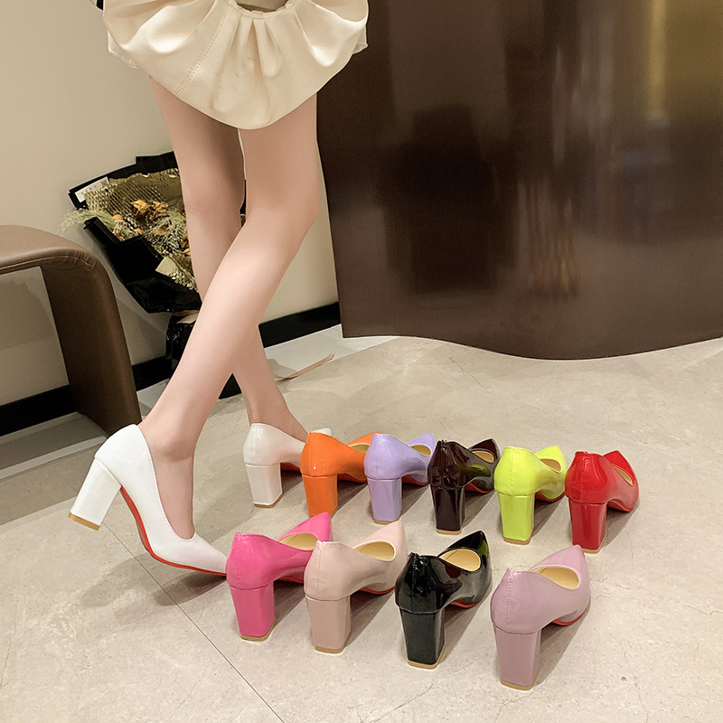 French Versatile Single Shoes New Retro 2025 Autumn Fashion Temperament Pointed Toe Single Shoes Women's Multi-Color High Heels Orange