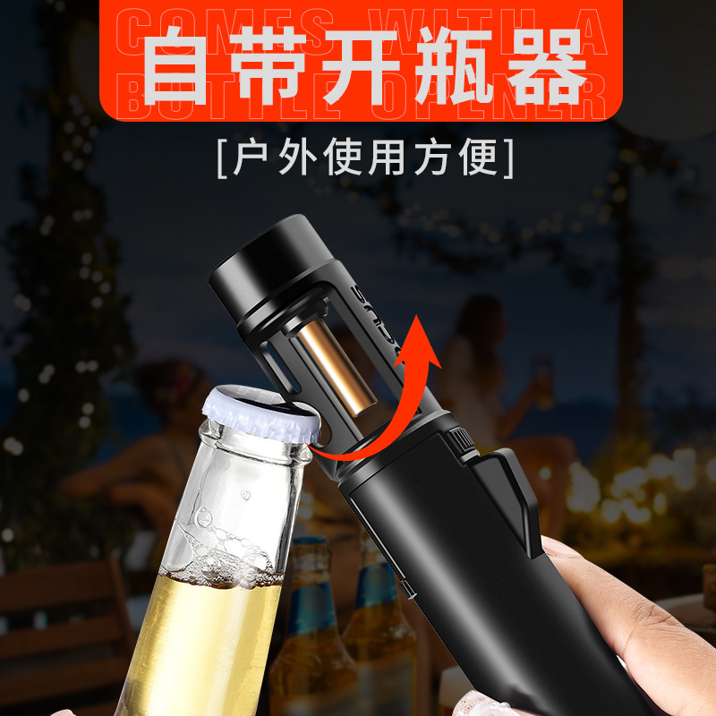 Encendedor creativo pistola llama grande, a prueba viento, abridor botellas, diseño directo rojo.