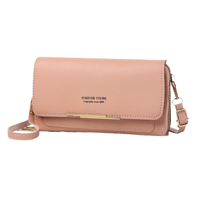 Cross-Border 2026 New Model Women's Horizontal Mobile Phone Bag, Large Capacity Double-Layer Coin Purse, Multifunctional Lightweight Pu Crossbody Bag