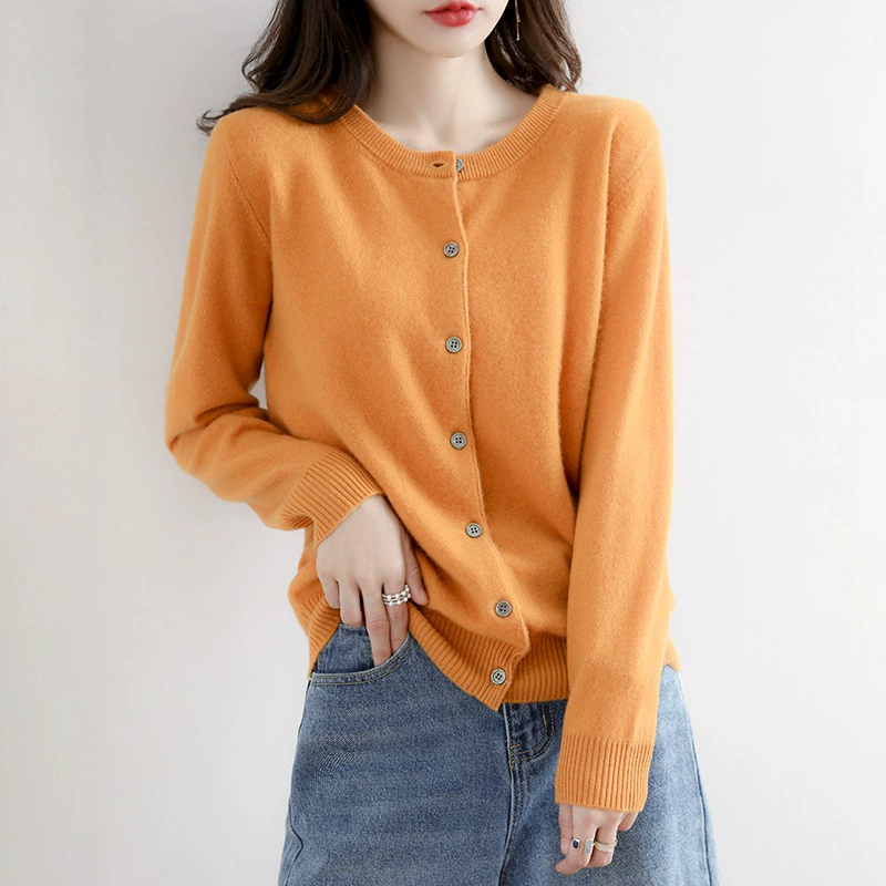 Осенний кардиган с длинным рукавом, женская oversize повседневная куртка, приталенный свитер на пуговицах
