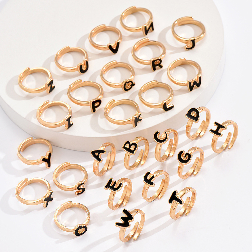 Wholesale Jewelry Simple Style Letter Alloy Plating Open Rings display picture 8