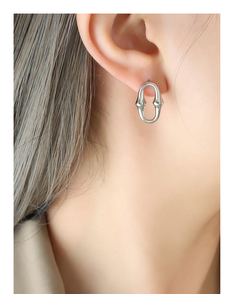 Simple Style Oval Titanium Steel Plating Ear Studs 1 Pair