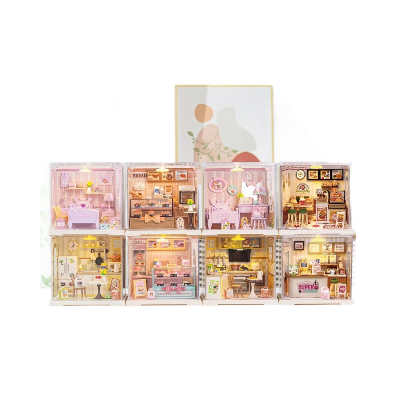 Juguetes de puzzle DIY hechos a mano cabina ensamblaje mini casa escena modelo de bloques de construcción juguetes regalos para chicas